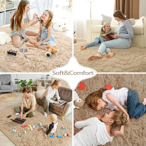 Navak Teppich, für Schlafzimmer, Wohnzimmer, flauschig, flauschig, zottelig, weich, Plüsch, grau, Teppich für den Innenbereich, grau, für Kinder, Heim, Wohnheim, Dekoration
