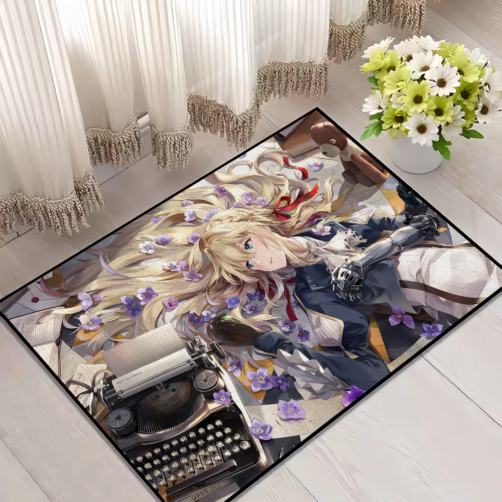 Navak Teppich Fußmatte für Evergarden Badezimmer Dekoration Anime Zimmer Violet Dekor Fußmatte Teppich Eingang Willkommen Bad Küche Teppich