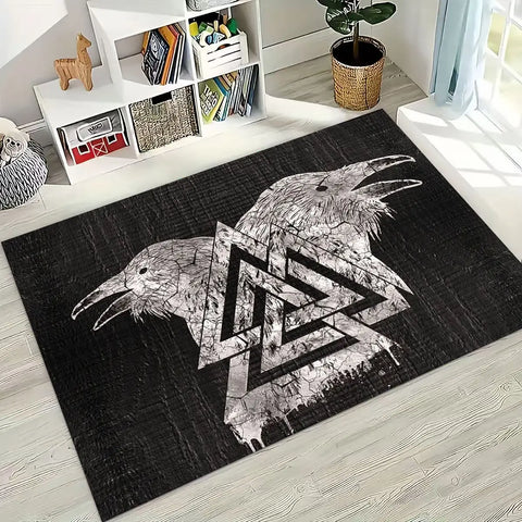 Navak Teppich, nordisches Wikinger-Kriegersymbol, Valhalla, Valknut, Rune, Moto-Teppich für Schlafzimmer, Wohnzimmer, Sofa, Zuhause, Fußmatte, Dekor, rutschfeste Bodenmatte