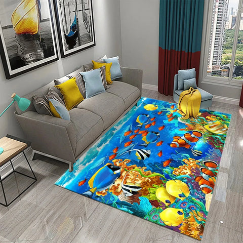 Navak Teppich 3D Hawaiian Meer Ozean Tropische Fische Teppich Wohnzimmer Fisch Tier Muster Kinder Schlafzimmer Weiche Boden Dekor
