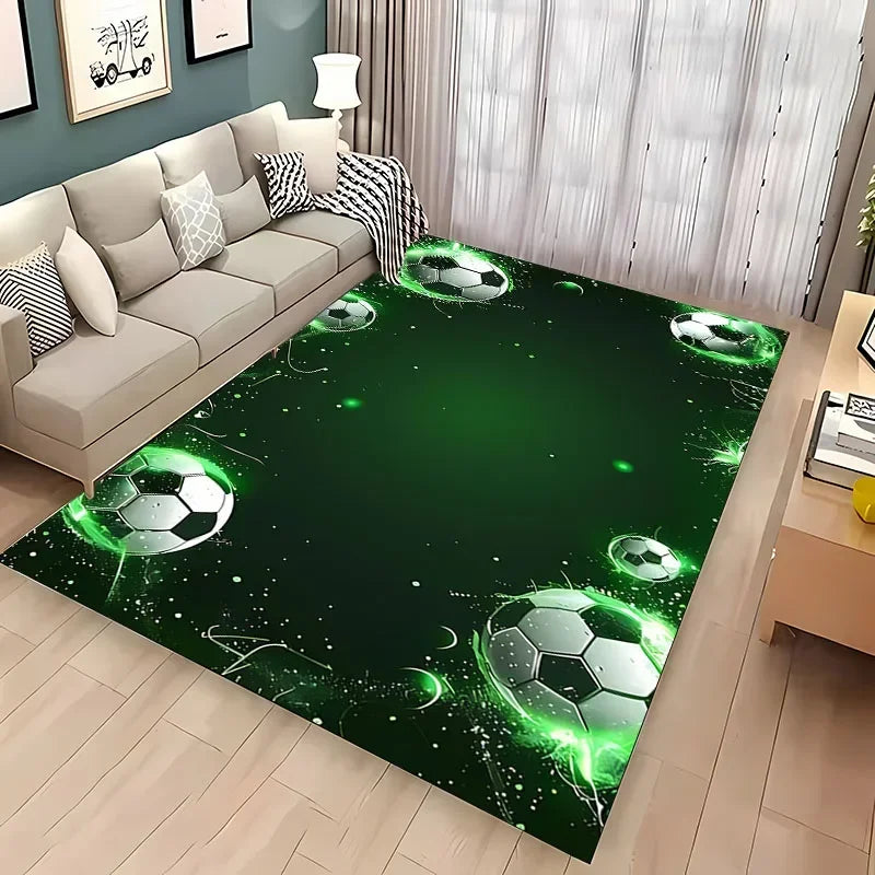 Navak Teppich, Ballsport-Thementeppich, Cartoon-Fußball-Bodenmatte für Kinderzimmer, Schlafzimmer-Dekoration, Fußball, große Flächenteppiche, Zuhause, Wohnzimmer, Flurteppich