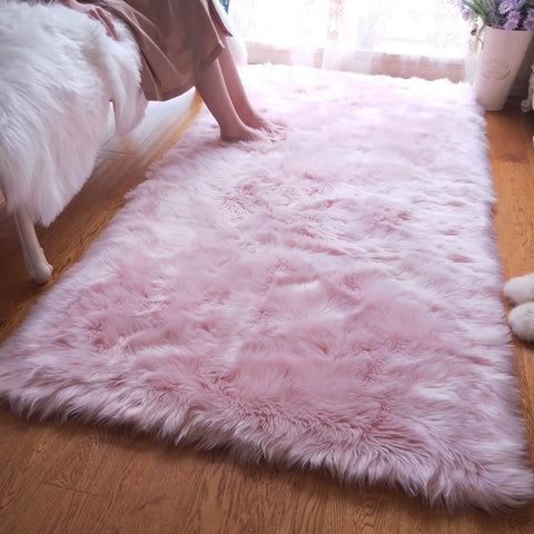 Navak Teppich, Kunstfell-Teppich, rosa, für Kinder, für Mädchen, Schlafzimmer, Nachttisch, Wohnzimmer, flauschig, pelzig, zottelig, Bodenmatten, Heimdekoration