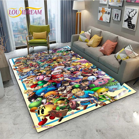 Navak Teppich Mario Cartoon Anime Teppich für Wohnzimmer Schlafzimmer Niedliche Teppiche Tisch Küchentür Kinder Rutschfeste Fußmatten Alfombra Geburtstagsgeschenk