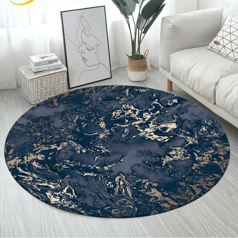 Navak Carpet Nordic Colour Green Gold White Marble Round Carpet Balcony Floor Mat Bathroom Living Room Home Yoga Coffee Mats Home Decor Rug