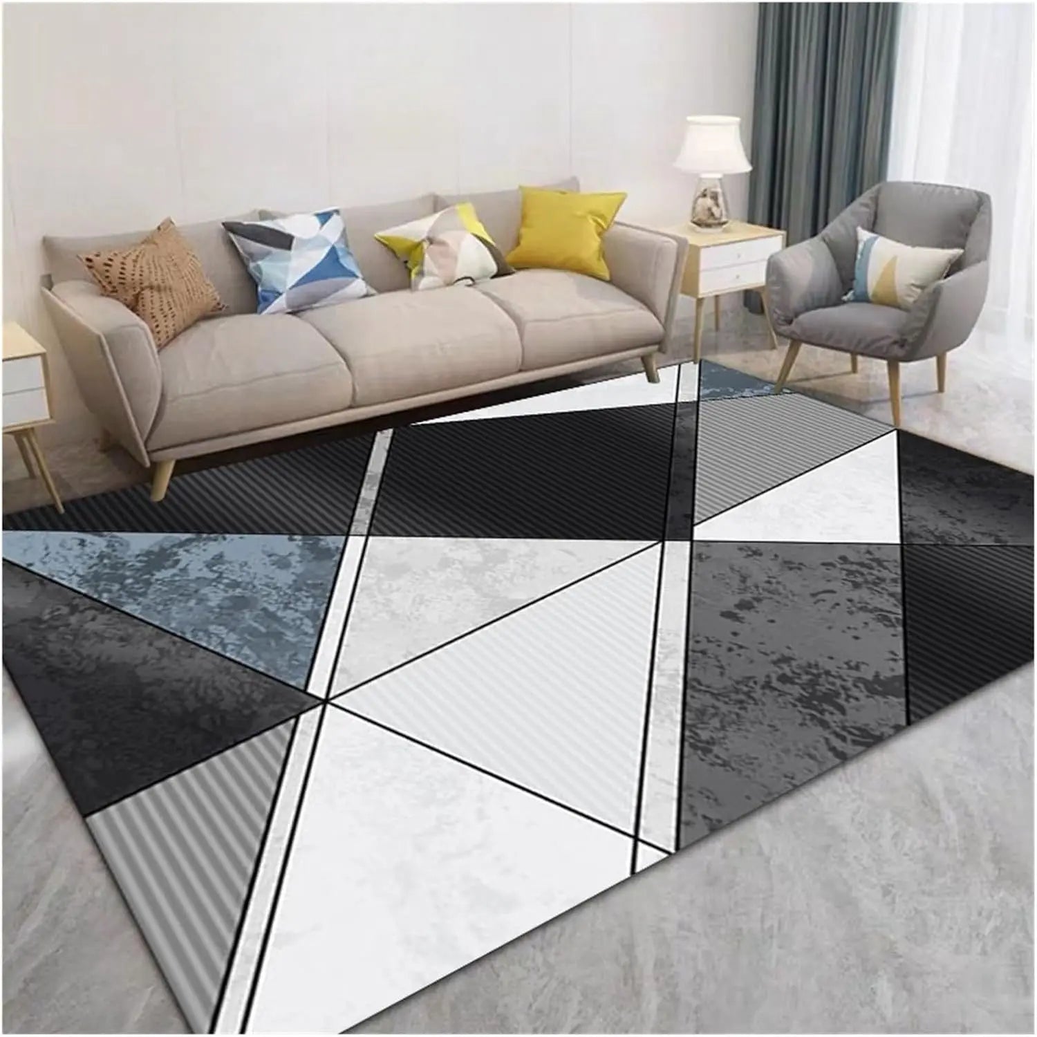 Navak Carpet Exclusive Picks Nordischer geometrischer Luxus-Schlingenflor-Teppich – waschbare Matte für Flur, Airbnb, Schlafzimmer, Büro, Heimdekoration