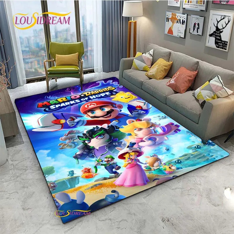 Navak Teppich Mario Cartoon Anime Teppich für Wohnzimmer Schlafzimmer Niedliche Teppiche Tisch Küchentür Kinder Rutschfeste Fußmatten Alfombra Geburtstagsgeschenk