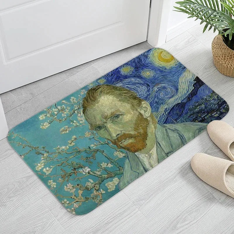 Navak Teppich MINOSO Van Gogh Kunst Fußmatte Ölgemälde Stil Teppich Bodenmatte Willkommensmatte Türmatte Eingang Küche Teppich Outdoor Teppich Anime Teppich