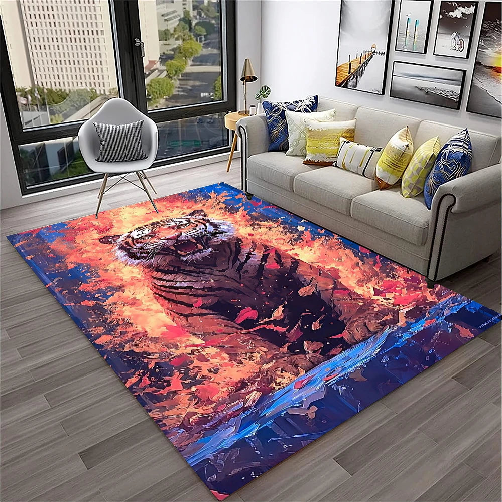 Navak Carpet 3D-Traumtiger, Tier-Cartoon-Teppich für Zuhause, Wohnzimmer, Schlafzimmer, Sofa, Fußmatte, Dekoration, Kinderspielbereich, rutschfeste Bodenmatte