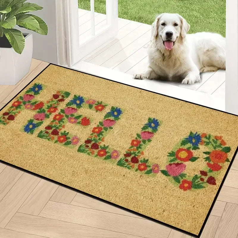 Navak Teppich mit Blumenmuster, Bodenmatte für Zuhause, rutschfest, leicht zu reinigen, Dekorationsteppich, Küchenbereich, Wohnzimmer, Haus, waschbar, Willkommens-Fußmatten