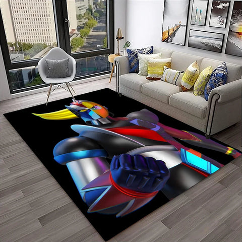Navak Teppich, 3D-Cartoon-UFO-Roboter Grendizer, Anime-Teppich für Zuhause, Wohnzimmer, Schlafzimmer, Sofa, Fußmatte, Dekor, Kinderbereich, rutschfeste Bodenmatte