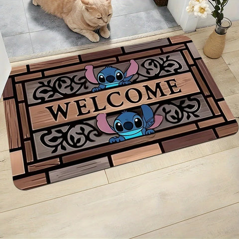 Navak Carpet Stitch's Playful Welcome Mat. Weich, saugfähig und rutschfest, Badezimmermatten, Yogamatten, Heimdekoration