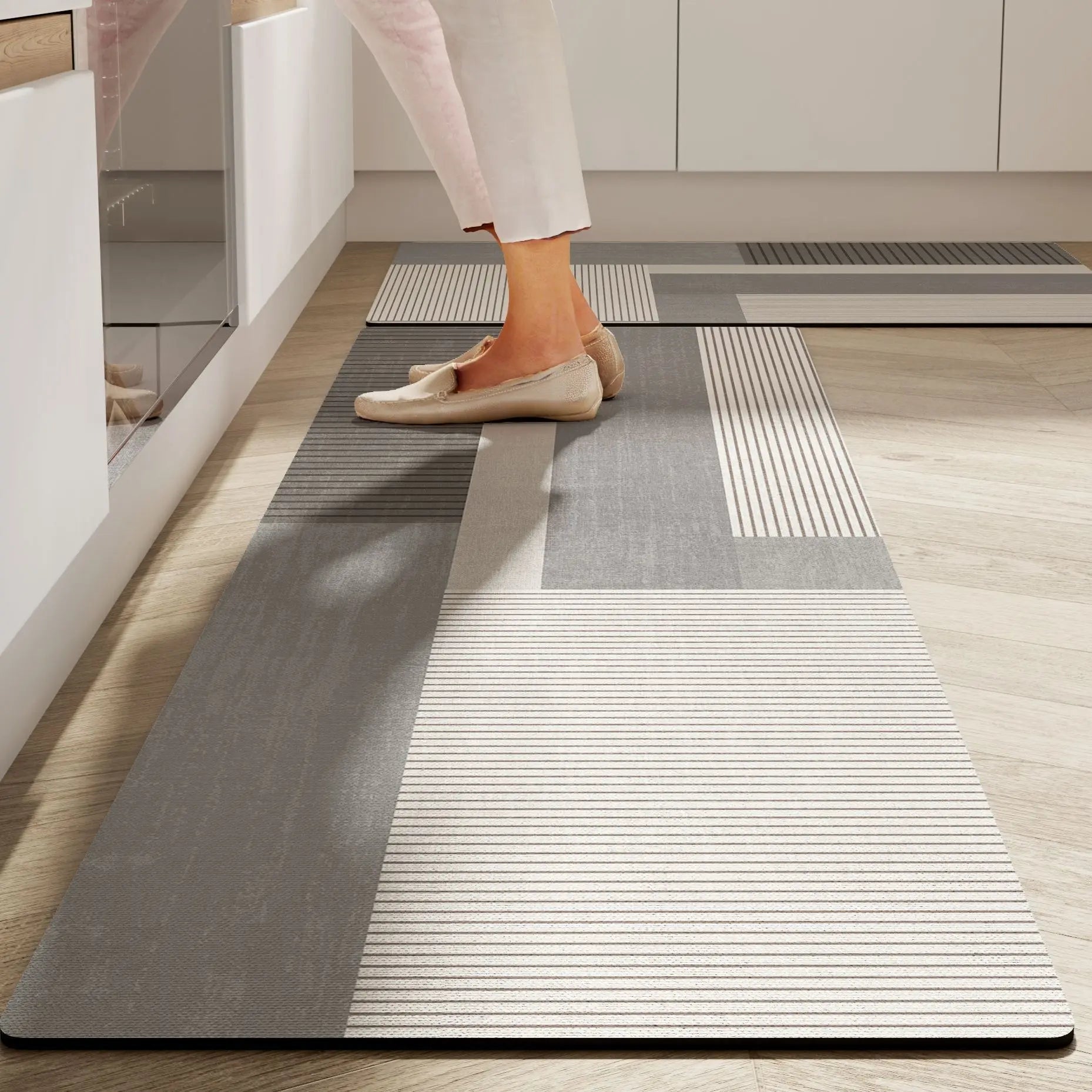 Navak Carpet Anti-Rutsch-Küchenbodenmatte, Wasserabsorbierender Teppich, Teppich mit modischem Muster, Multifunktionale Türmatte, Badezimmerbodenmatte