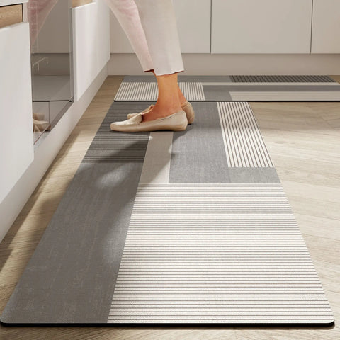 Navak Carpet Anti-Rutsch-Küchenbodenmatte, Wasserabsorbierender Teppich, Teppich mit modischem Muster, Multifunktionale Türmatte, Badezimmerbodenmatte