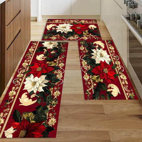 Navak Teppich, Weihnachtsstern, Blumenmuster, Küchenmatte, Dekor, rutschfeste Waschküchenmatten, Flur, Balkon, Teppiche, Schlafzimmermatte, Weihnachtsdekorationen