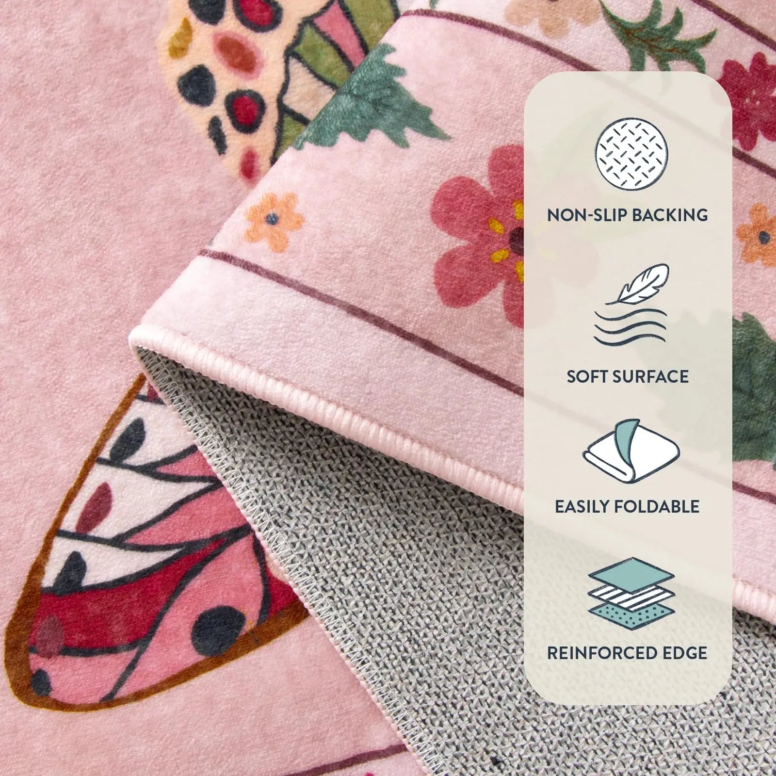 Navak Carpet Pink, waschbare Teppiche, weich, modern, rosa, für Schlafzimmer, Mädchen, Wohnzimmer, rutschfester Teppich