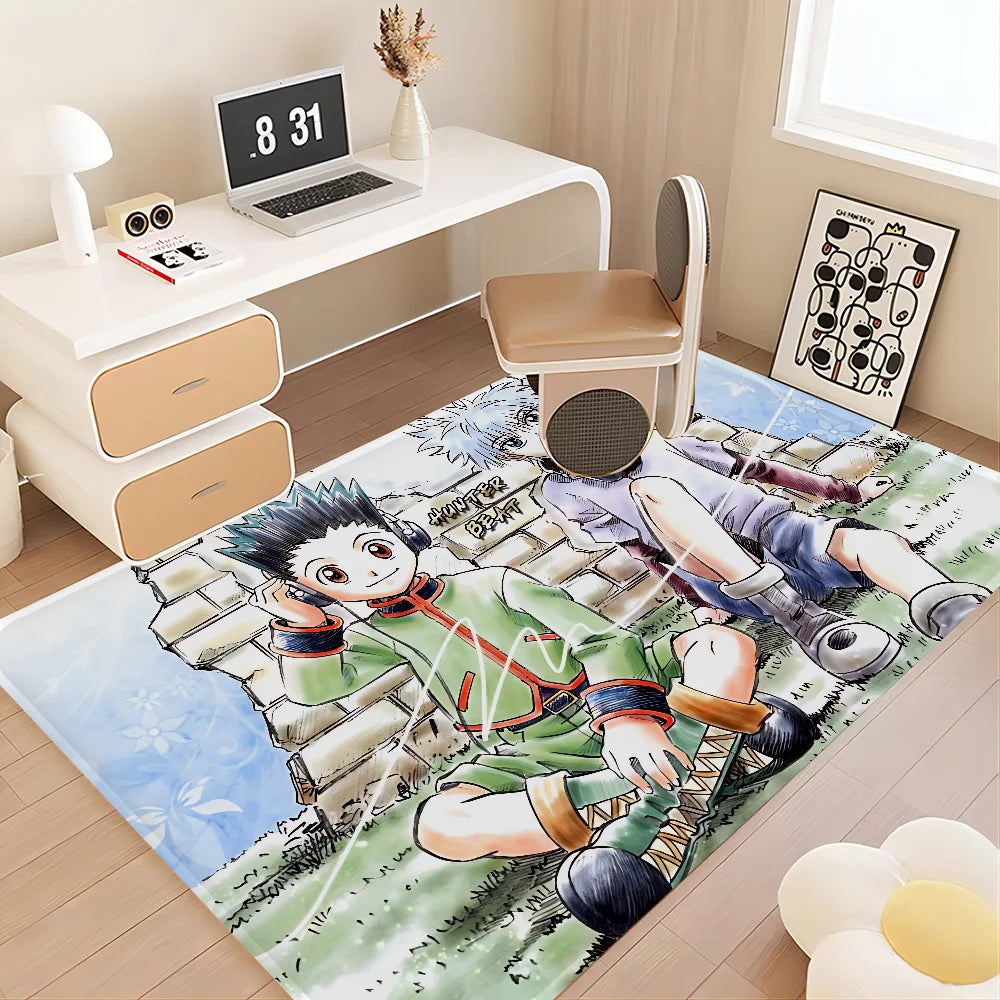 Navak Teppich Hunter X Hunter Anime Flurteppich rutschfeste Waschküchenmatte Wäschedekor Balkon Kind Wohnzimmer Toilettenteppich
