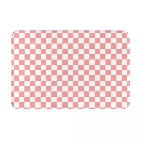 Navak Carpet Checkered Pattern Pastel Pink X White Doormat Rug Carpet Mat Footpad Polyester Non-slip Absorbent Mat Entrance Kitchen Bedroom