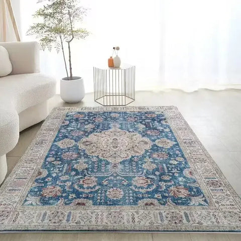 Navak Carpet Retro European Bohemian Carpet Artistic Creative Bedroom Rugs Easy Care Bedside Rug