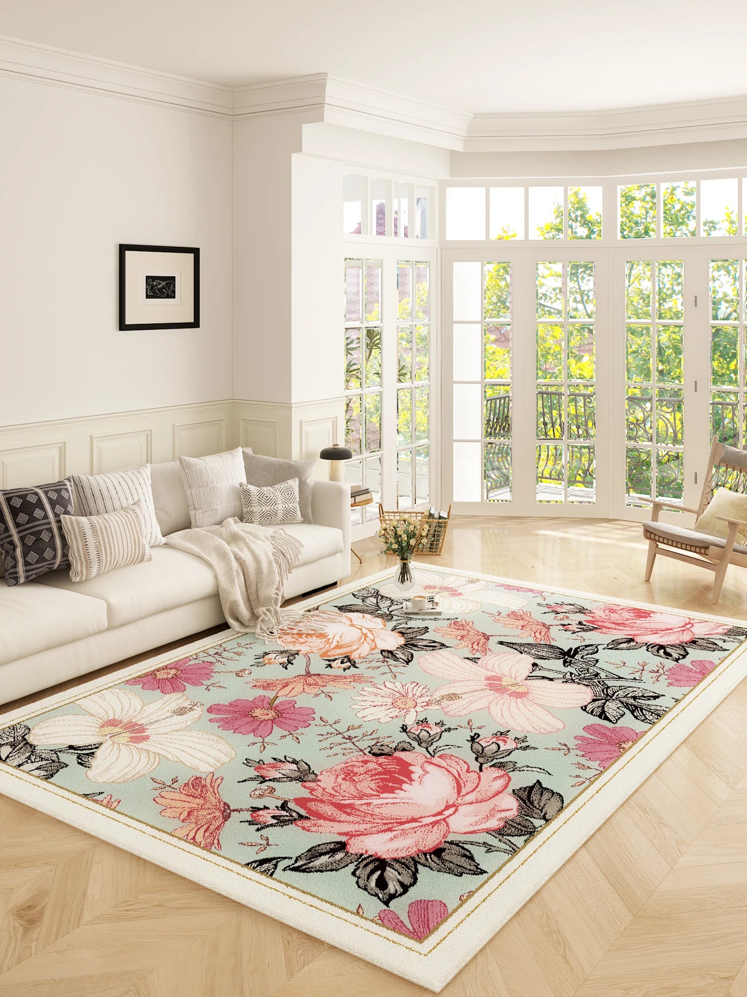 Navak Teppich, französischer Stil, Schlafzimmerdekor, Plüschteppich, großflächige Teppiche für Wohnzimmer, Zuhause, flauschige, weiche Bodenmatte, dicker, waschbarer Arbeitszimmerteppich