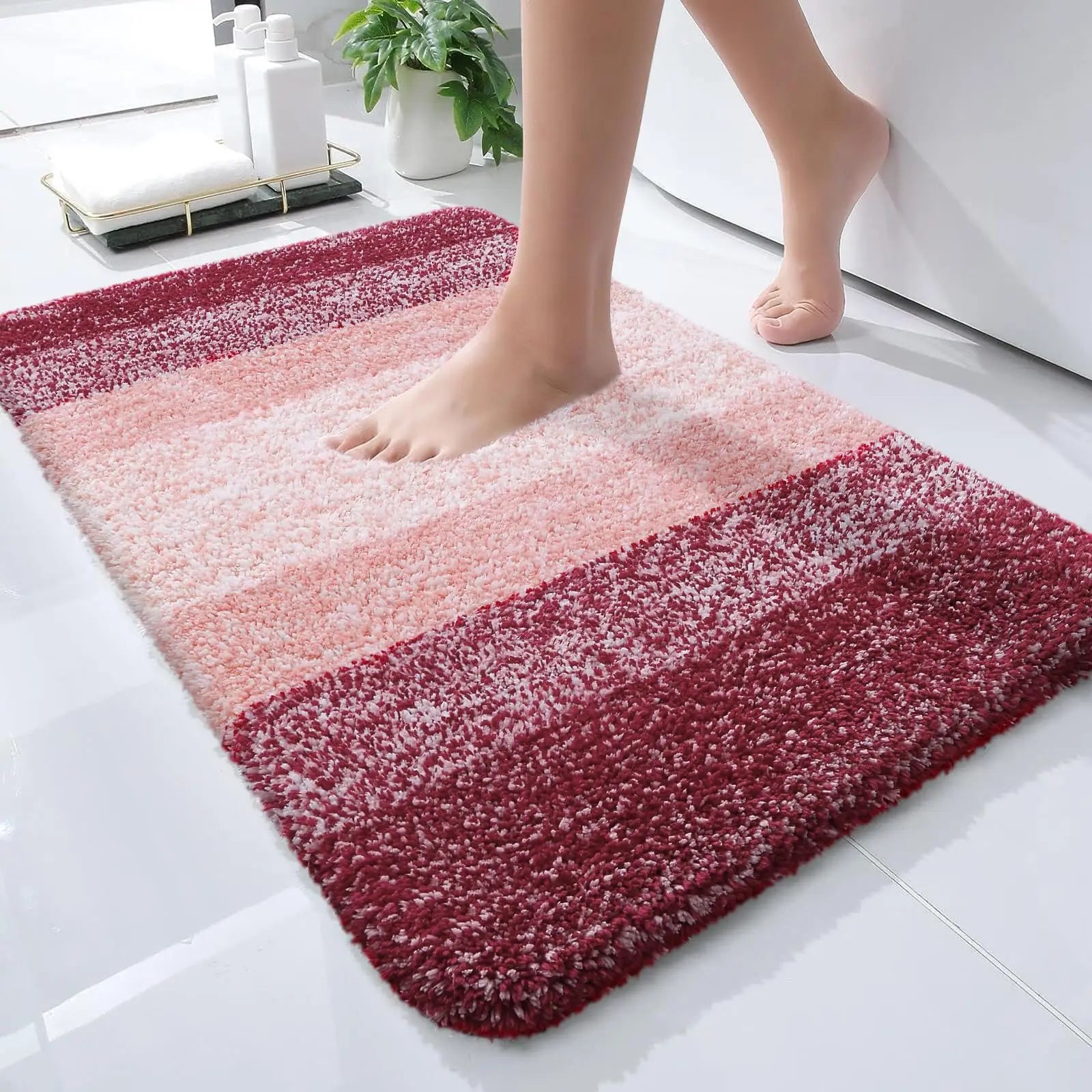 Navak Carpet Kitinjoy Badezimmerteppich, extra weich, saugfähig, Mikrofaser, rutschfest, Plüsch, zottelig, maschinenwaschbar, Badezimmerteppich