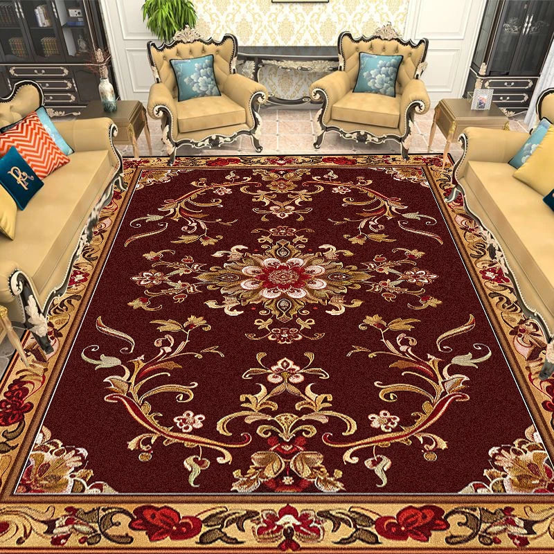 Navak Carpet European Gold Red Carpet Living Room Decoration Sofa Area Rugs for Bedroom Large Area Cloakroom Lounge Non-slip Floor Mats Ковер