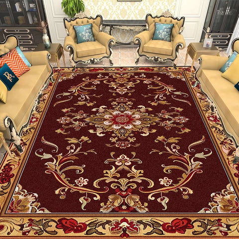 Navak Carpet European Gold Red Carpet Living Room Decoration Sofa Area Rugs for Bedroom Large Area Cloakroom Lounge Non-slip Floor Mats Ковер