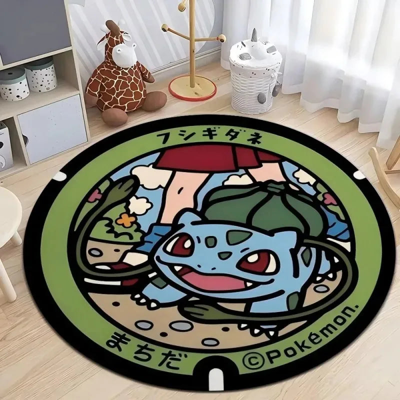 Navak Carpet Daily Picks Disney Japan Anime Pokemon Round Floor Mat Living Room Sofa Bedroom Rug Cute Non-Slip Machine Washable Carpet Home Decor