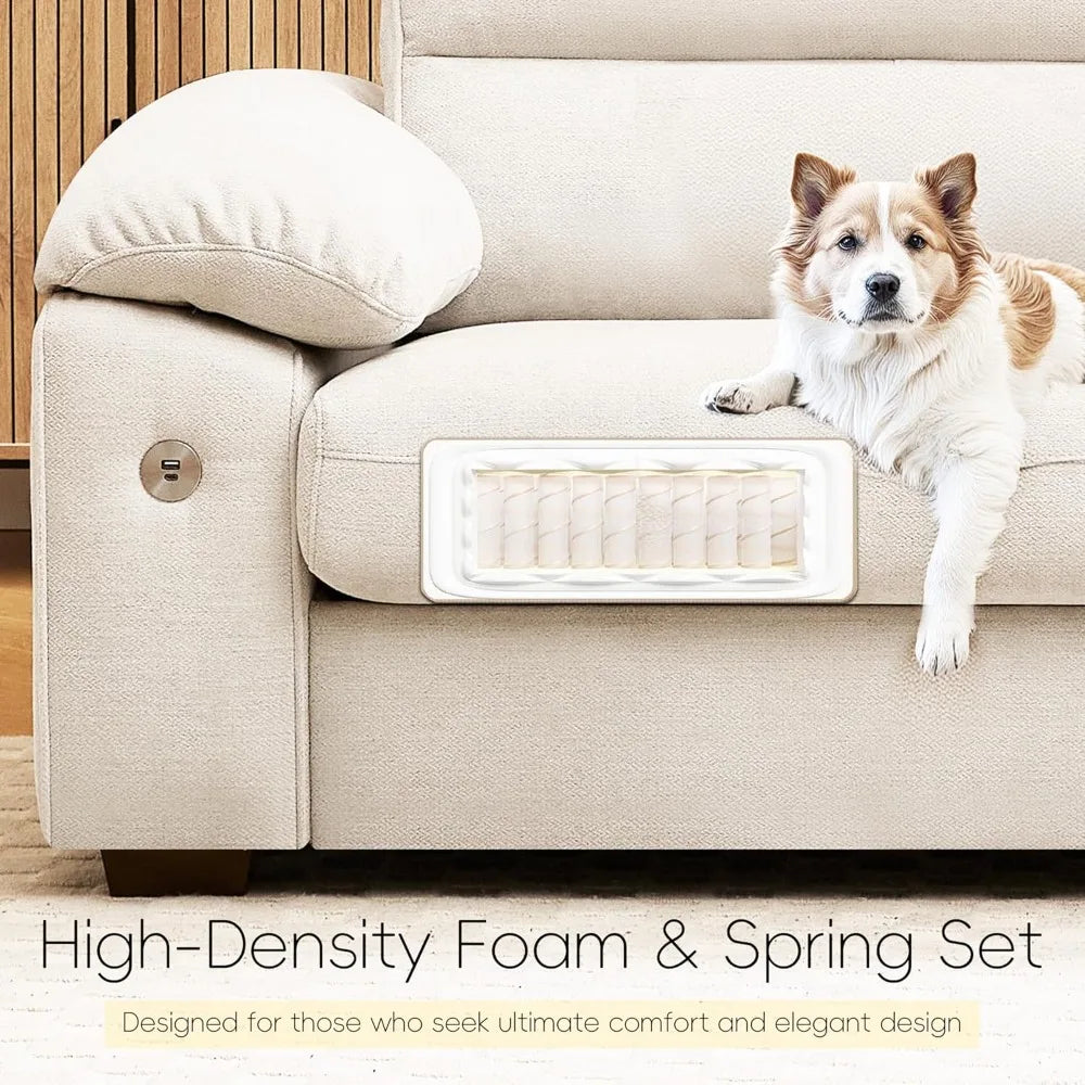 Navak Carpet 92" Modernes Sofa für das Wohnzimmer, tiefe Sitzfläche aus Chenille mit Schnellladeanschluss und abnehmbaren, waschbaren Kissen, Kissen-Armlehne