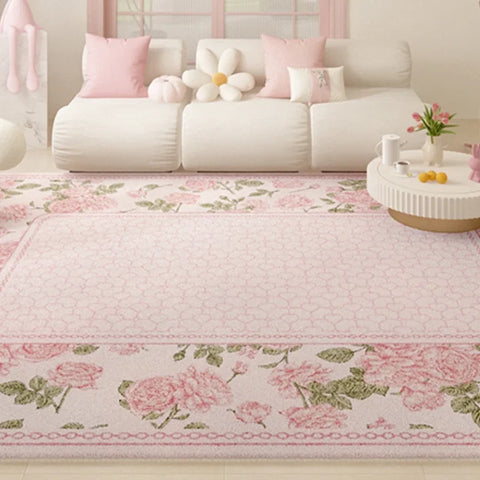 Navak Carpet Koreanischer minimalistischer Teppich – Dicker Wohnzimmerteppich in Rosa, übergroße Schlafzimmer-Bodenmatte, weich und gemütlich