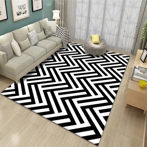 Navak Carpet Nordic style Living Room Carpet Black and White Minimalist Striped Home Decoration Bedroom Rug Coffee Table Non-slip soft Mat