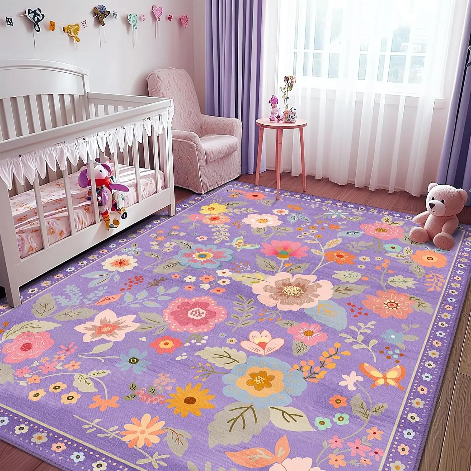Navak Carpet Crystal Velvet CarpetFloral Area Rug Machine Washable Soft Print Boho Carpet Non Slip Footmat Low Pile Flower Area Rugs for