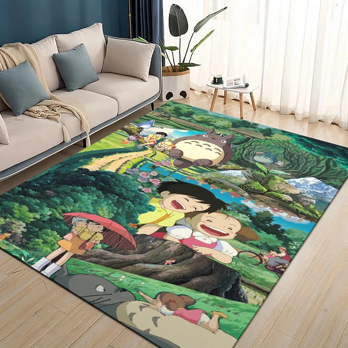 Navak Carpet 3D T-Totoros Cartoon-Teppich, Teppich für Wohnzimmer, Kinderzimmer, Sofa, Fußmatte, Dekoration, rutschfeste Bodenmatte für Kinder