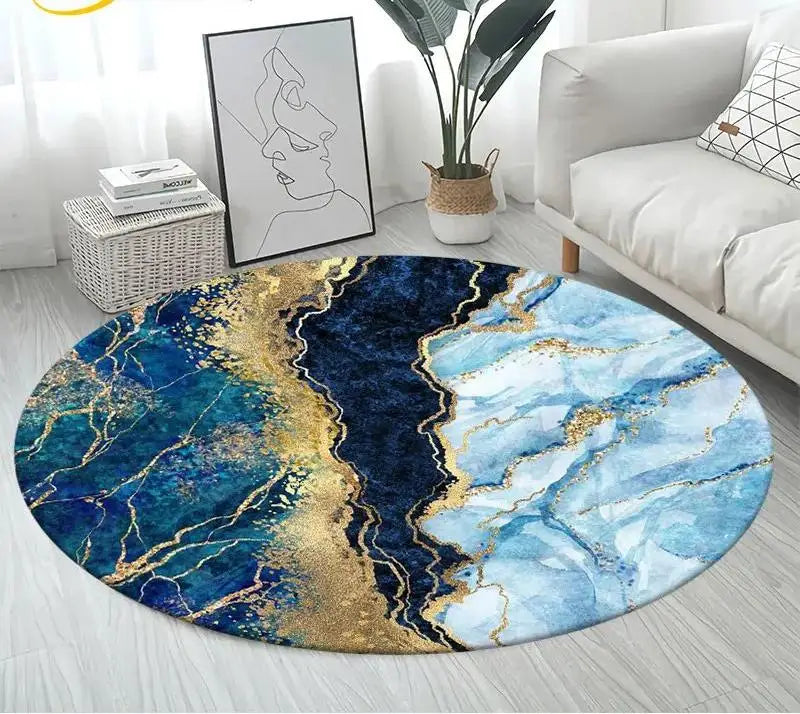 Navak Carpet Nordic Colour Green Gold White Marble Round Carpet Balcony Floor Mat Bathroom Living Room Home Yoga Coffee Mats Home Decor Rug