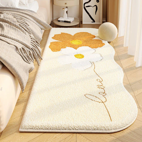 Navak Carpet Exclusive Picks Teppich für Schlafzimmer Flanell Nachttisch Teppich Nordisch Einfach Frische Blumen Schlafzimmer Wohnzimmer Sofa Teetisch Teppich
