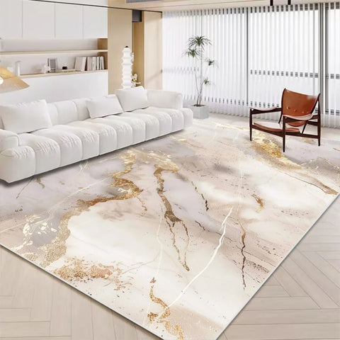Navak Carpet Luxuriöser weißer Marmorteppich für Wohnzimmer, nordische Golddekoration, Heimteppich, rutschfeste, waschbare Teppiche für Schlafzimmer, Ins-Bodenmatte 러그