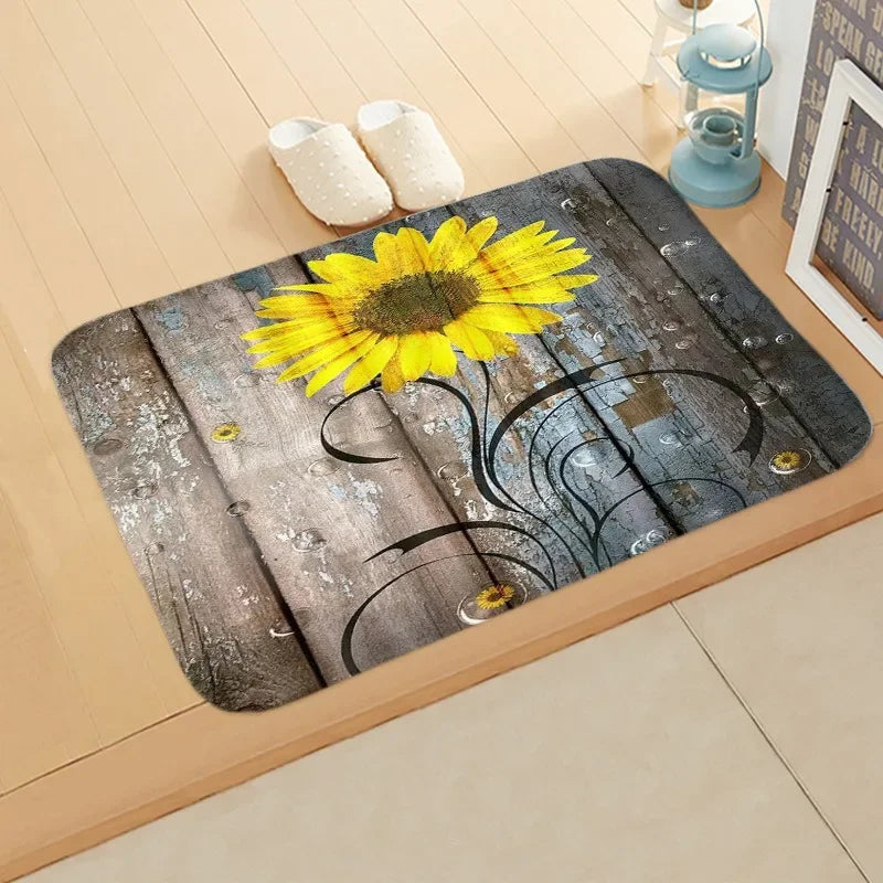 Navak Teppich, Sonnenblumen-Eingangs-Willkommens-Fußmatte, Blumen, Schlafzimmer, Nachttisch-Dekor, Teppich, rutschfest, Badezimmer, Küche, Fußmatten für den Innenbereich