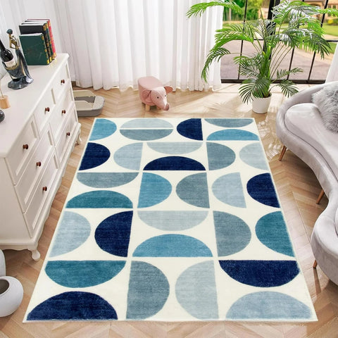 Navak Carpet Lahome Boho-Teppich mit Halbkreismuster für Wohnzimmer, Dekoration, Schlafzimmer, weiche Matten, Küchentisch, rutschfeste Teppiche, Lounge-Sofa, Bodenmatte