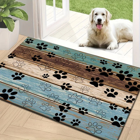 Navak Carpet Exclusive Picks Amerikanische Fußmatte mit Pfotenabdruck für den Außenbereich, blau-braun, für den Eingangsbereich, für Haustiere, für die Familie, als Fußmatte, Heimdekoration
