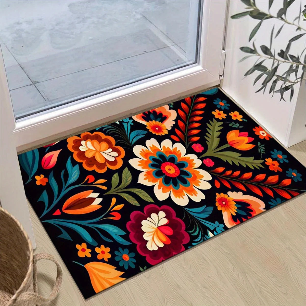 Navak Carpet Chic Floral Rutschfester Teppich - Waschbar, Perfekt für Innen-/Außendekoration in Wohnzimmer, Schlafzimmer, Küche, Büro, Café &amp; Restaurant