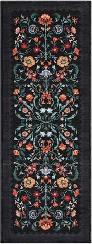Navak Teppich Läufer für Flur, waschbar, Blumenmuster, langer Teppich, weicher, niedrigfloriger Weihnachtsdekor-Teppich, Schlafzimmer-Bodenmatte, rutschfeste Matten