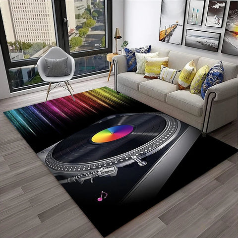 Navak Teppich, 3D-Retro-Vinyl-Schallplatte, Musikkunst, Teppich für Zuhause, Wohnzimmer, Schlafzimmer, Sofa, Fußmatte, Dekoration, Kinderspielbereich, rutschfeste Bodenmatte