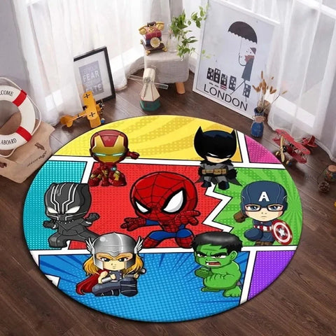 Navak Carpet Daily Picks DISNEY Marvel The Avengers Runder Teppich Anime-Teppich Rutschfeste Spielmatte Niedliche Bodenteppiche für Wohnzimmer, Schlafzimmer, Kindermatten
