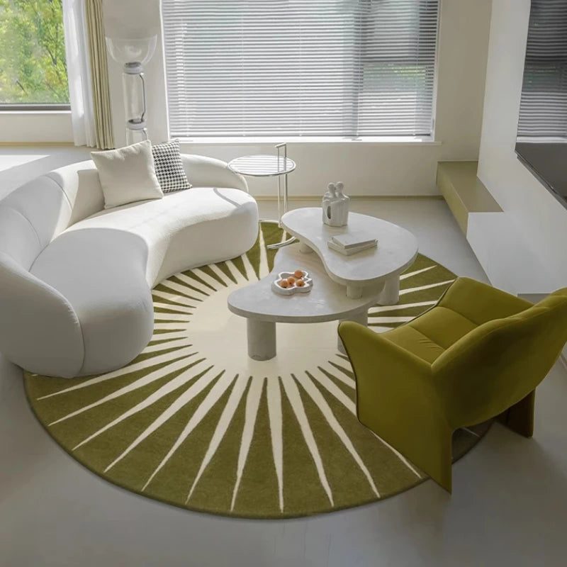 Navak Teppich, moderner Stil, Teppiche für Wohnzimmer, Zuhause, flauschige, weiche Bodenmatte, dicke, rutschfeste Schlafzimmerdekoration, runder Teppich, waschbarer Lounge-Teppich