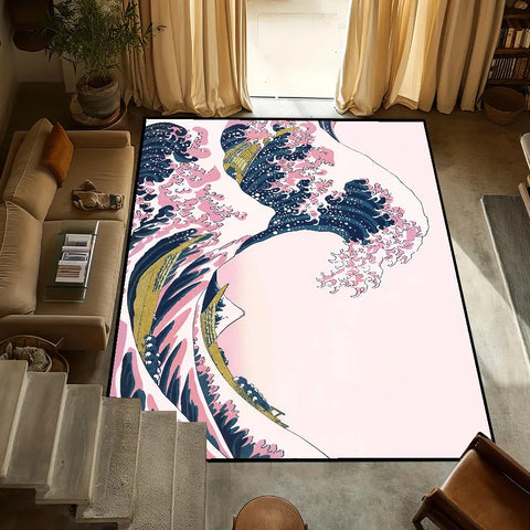 Navak Teppich kleine Welle Japan Teppich Anti-Rutsch Tolle Küche Kanagawa Schlafzimmer Handgefertigter getufteter Teppich Teppich des Wohnzimmereingangs