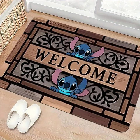 Navak Carpet 1 Stück Stitch Welcome Fußmatte, lebendiges Blumendesign, perfekt für Hauseingang, Schlafzimmer und Badezimmertüren, leicht zu reinigen, nur von Hand waschen