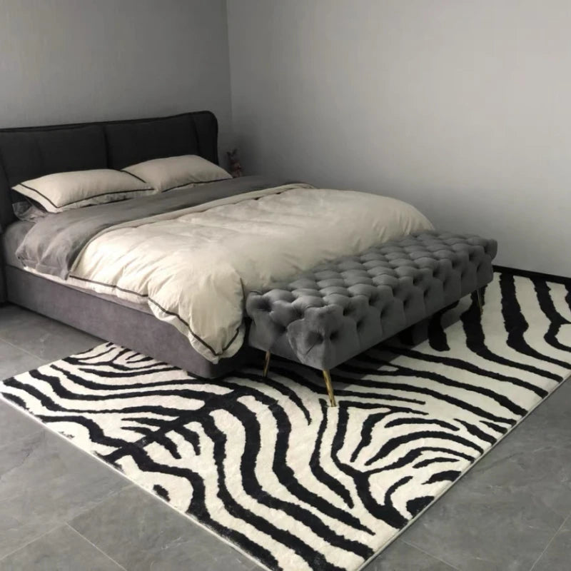 Navak Carpet Nordische flauschige Plüschteppiche für Wohnzimmer, leichtes, luxuriöses Zebramuster, Schlafzimmerdekor, Teppich für Zuhause, große Fläche, rutschfester Lounge-Teppich