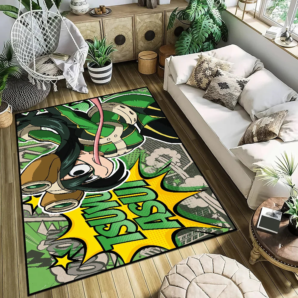 Navak Teppich Anime My h-Hero Academia Tsuyu Asui kleiner Teppich Teppich Wohnkultur Schlafzimmer Hogar Matte Flur Balkon Eingang Fußmatte Dekoration