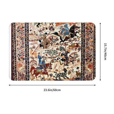 Navak Teppich, blau, antik, persischer Isfahan-Seidenteppich mit Tieren, Eingangsmatte, Stammes-Ethno-Blumenmuster, Badematte, Teppich