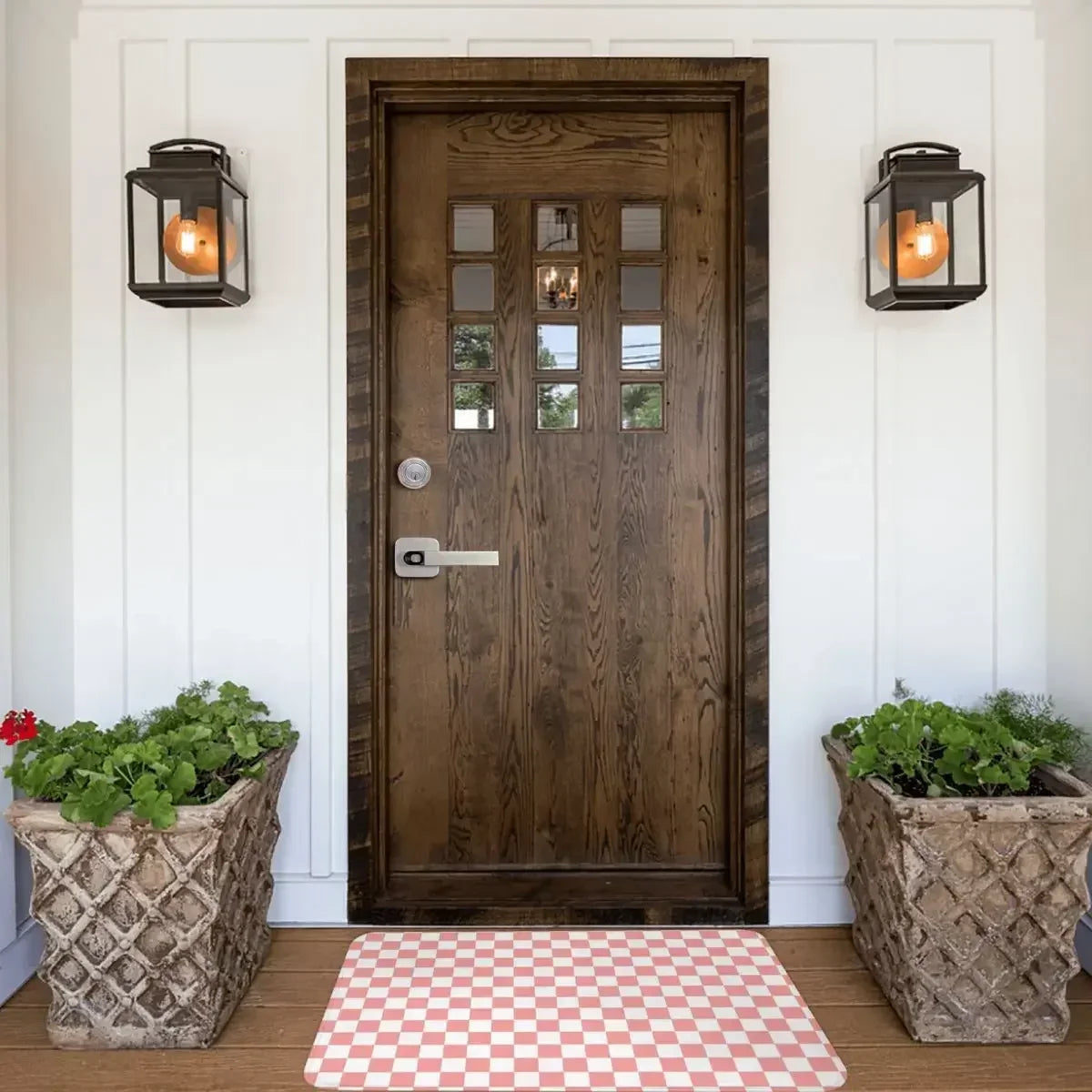 Navak Carpet Checkered Pattern Pastel Pink X White Doormat Rug Carpet Mat Footpad Polyester Non-slip Absorbent Mat Entrance Kitchen Bedroom