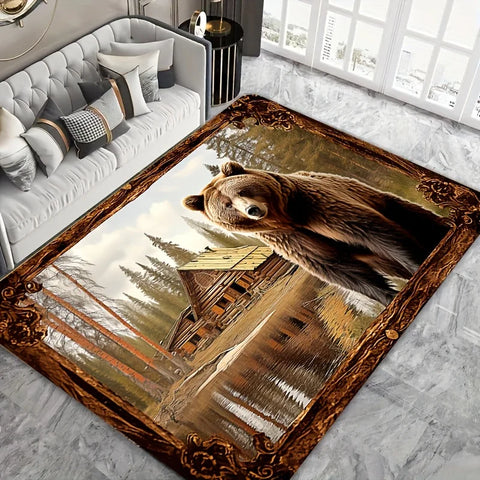 Navak Carpet Exclusive Picks Teppich mit Braunbär-Tiermuster, weicher, rutschfester Wohndekor-Wohnzimmerteppich, Zimmerteppich, Fußmatte für Badezimmer und Küche